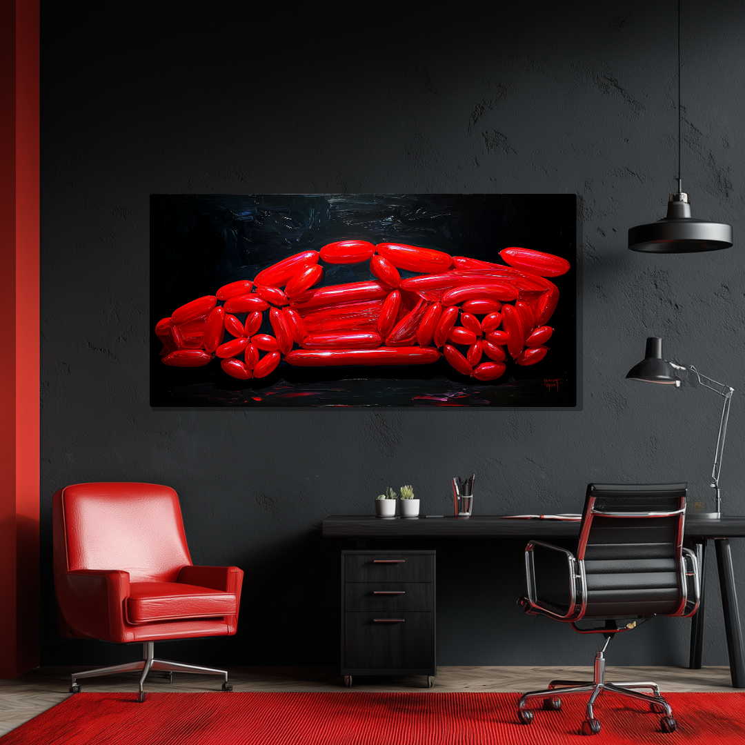 Tableau Lamborghini Aventador Rouge