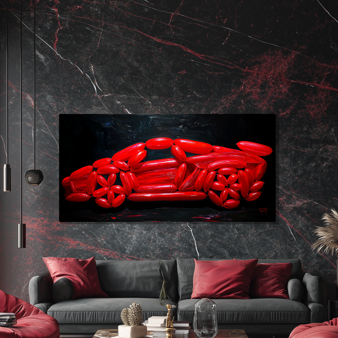Tableau Lamborghini Aventador Rouge